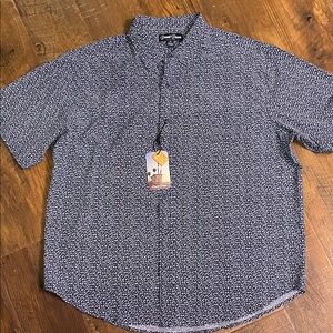 David Taylor Navy White Men's Casual Floral All Day Stretch Button Down Shirt